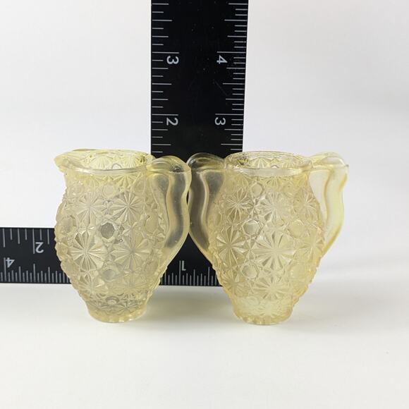 Crystal Miniature Creamer & Sugar Daisy & Button Vintage 1950’s-60’s L E Smith - Picture 7 of 9